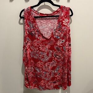 Maurices Red Paisley V-Neck Tank Top